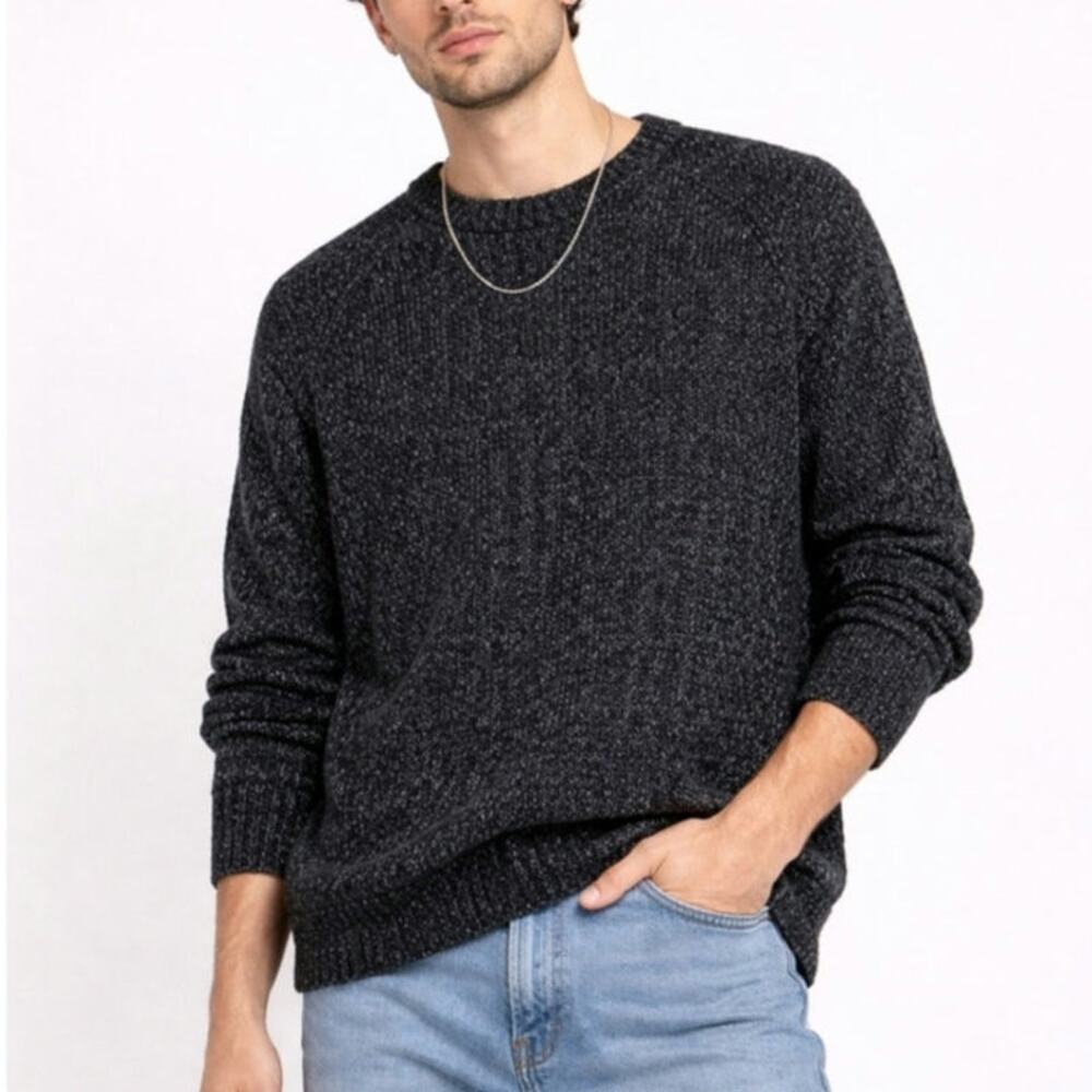 Vintage Hill & Archer Sweater Mens Sz XL Casual Black Pullover Minimalist Chunky - Picture 1 of 6
